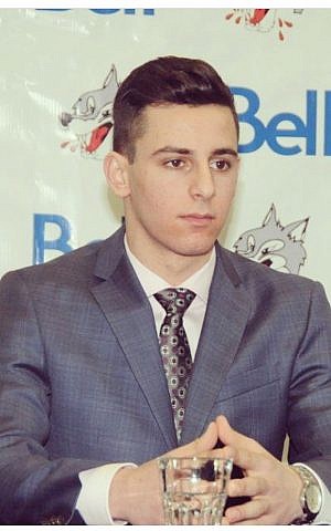 David Levin on the day he was the first overall pick in the 2015 Ontario Hockey League (OHL) priority selection draft, April 11, 2015.