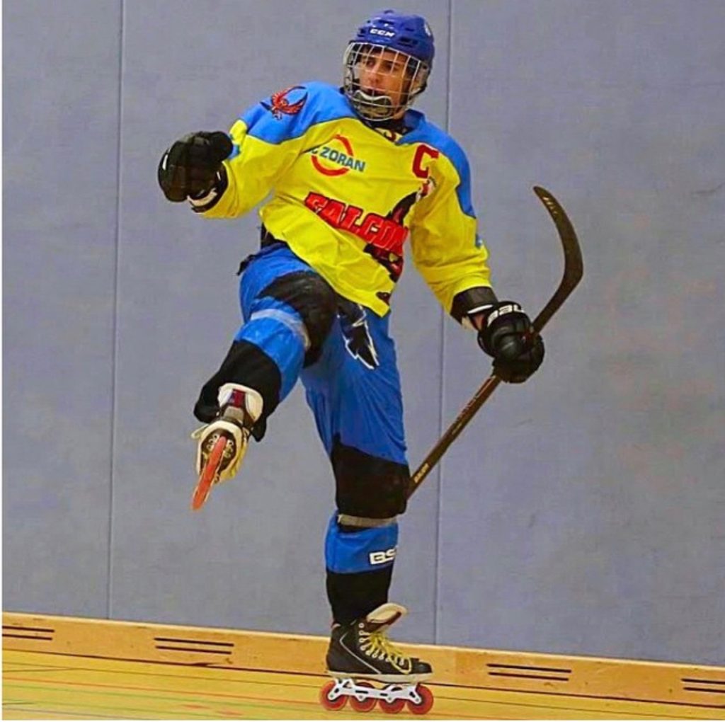 David Levin playing inline hockey in Israel before he learned to play ice hockey in Canada.