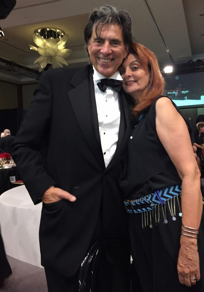Eric with his wife Louise Dennys at Canada’s most prestigious literary event, The Giller Prize. Louise wearing a Maasai belt made for her by Nelson’s Ole Reiyia’s mother.