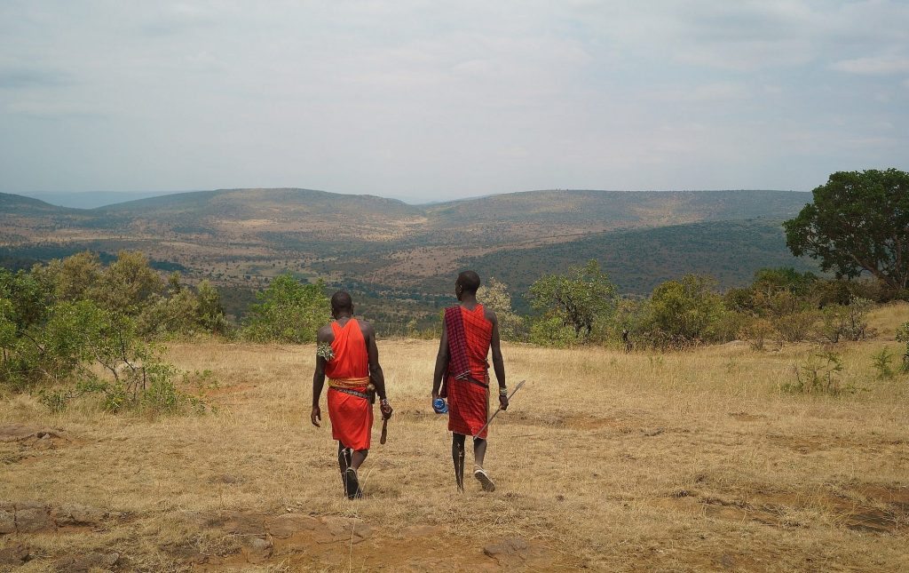Two warriors in the Nashulai Maasai Conservancy. (Nora Nord)