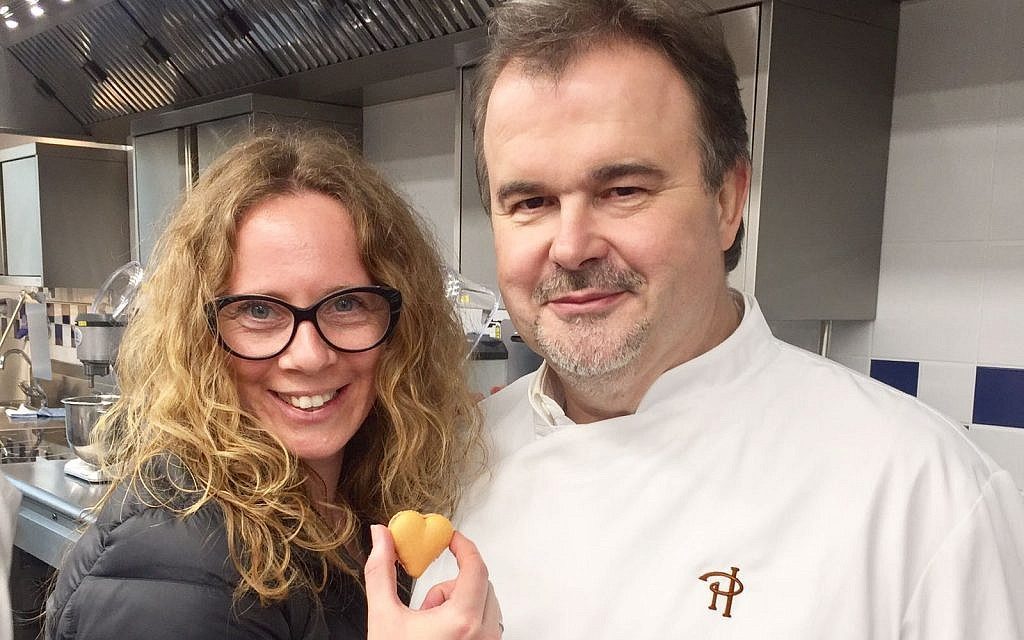Sharon Heinrich with top French pastry chef Pierre Herme. (Gali Hadari)