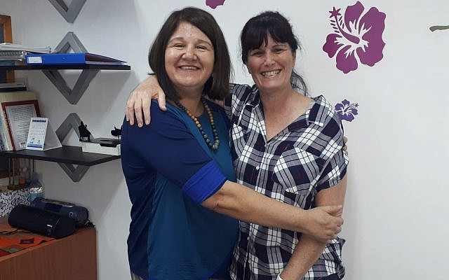 Ety Siton, left, director of the Kfar Saba branch of ERAN, also oversees the Toronto volunteers. She is pictured with Sigal Almog, co-founder of Toronto’s ERAN project. (Courtesy)