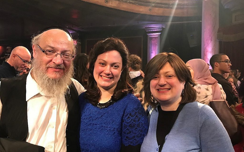 Mindy Pollak, center, with her parents on election night, November 2017. (Courtesy)