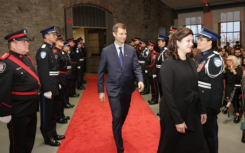 Mindy Pollak at a ceremony with Outremont Mayor Philipe Tomlinson. (Courtesy)