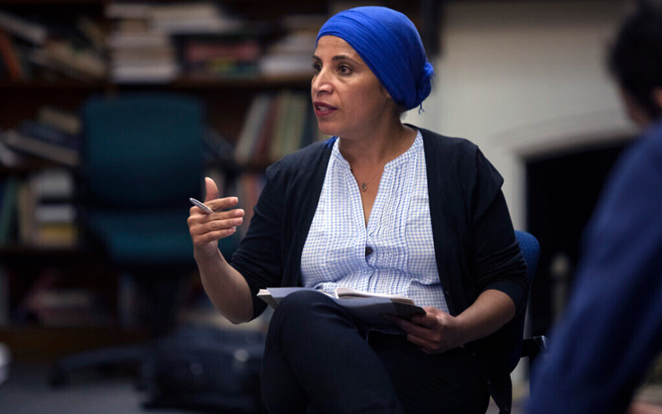Amal Elsana-Alh’jooj leads an identity workshop with ICAN fellows at McGill University in Montreal, 2018.