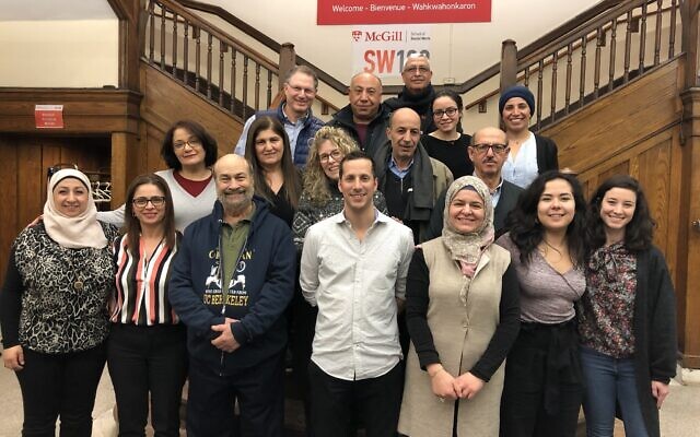Amal Elsana-Alh’jooj, top row far-right, with the ICAN management committee and fellows, including two Jewish-Israeli and two Muslim-Israeli fellows, in Montreal, February 2019.