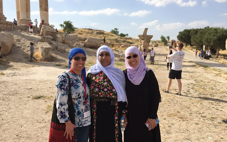 Amal Elsana-Alh’jooj, left, with her mother and sister.