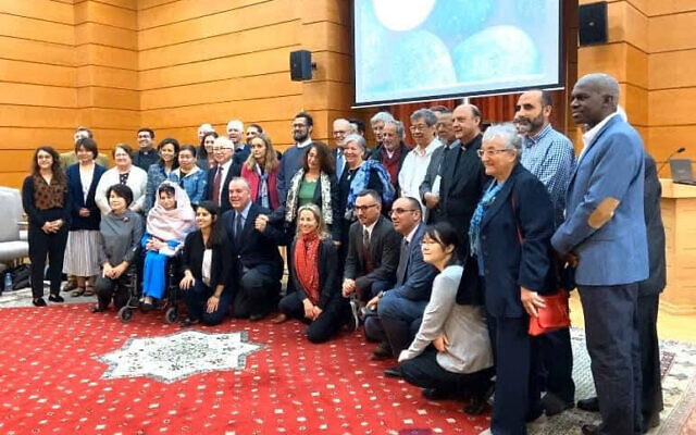 Vardit Ravitsky, bottom row center, with red scarf, in Casablanca, Morocco, for 2019’s seventh international Bioethics Multiculturalism and Religion Workshop. (Courtesy)