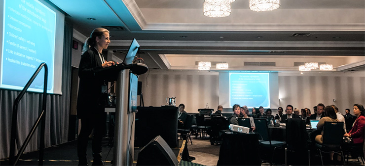 Vardit Ravitsky giving presentation on “Ethical aspects of Mitochondrial Replacement Therapy" at MITO Canada Foundation event in Toronto, Nov 2019