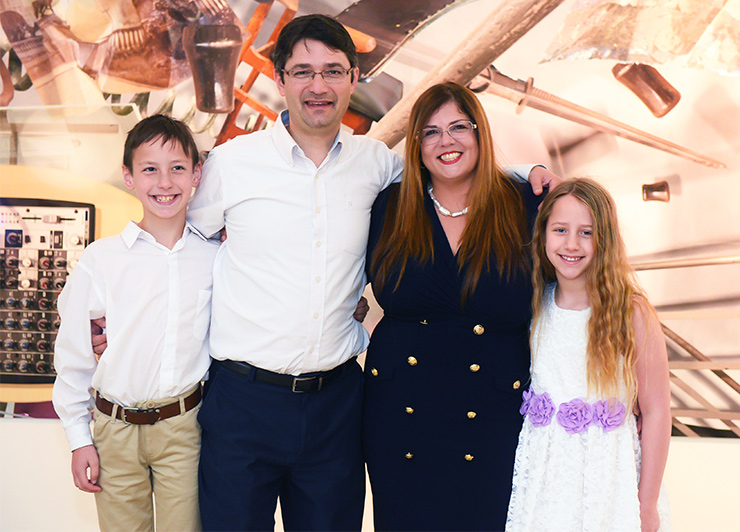 Orly Carmon with husband Barak, son Ethan, and daughter Abigail in Tel Aviv, 2019. (Courtesy)
