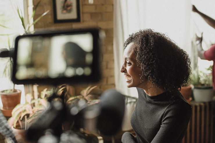 Sarah Aklilu during the filming of 'Periphery,' part of the exhibition of the same name at UJA Toronto. (Liat Aharoni)