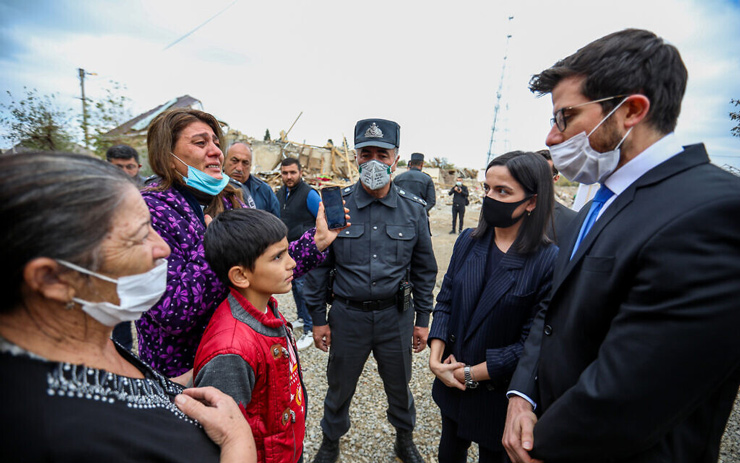 Israeli Ambassador to Azerbaijan George Deek, second from right, with American Ambassador to Azerbaijan Lee Litzenberger, center left, at the opening of an agricultural project in Azerbaijan built together with Israel. (Courtesy)