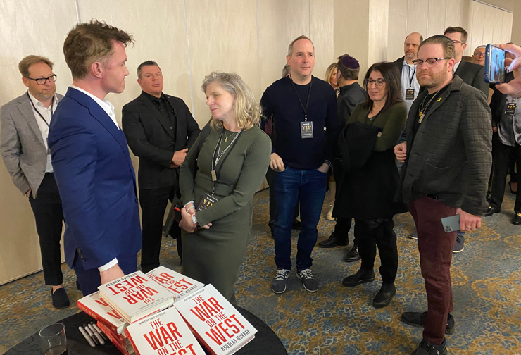 Douglas Murray at the Beth Avraham Yosef of Toronto on Feb. 28, 2024. (Credit: Robert Sarner)
