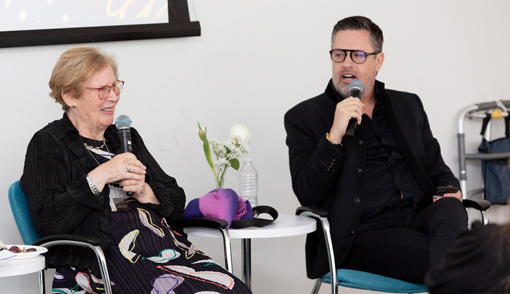 Karmela Waldman and Joel Waldman speak during a question and answer session at the Toronto Holocaust Museum, May 21, 2024. (Michael Rajzman)