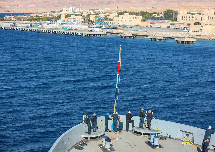 A view of the Jordanian port city of Aqaba, situated directly across from Eilat.