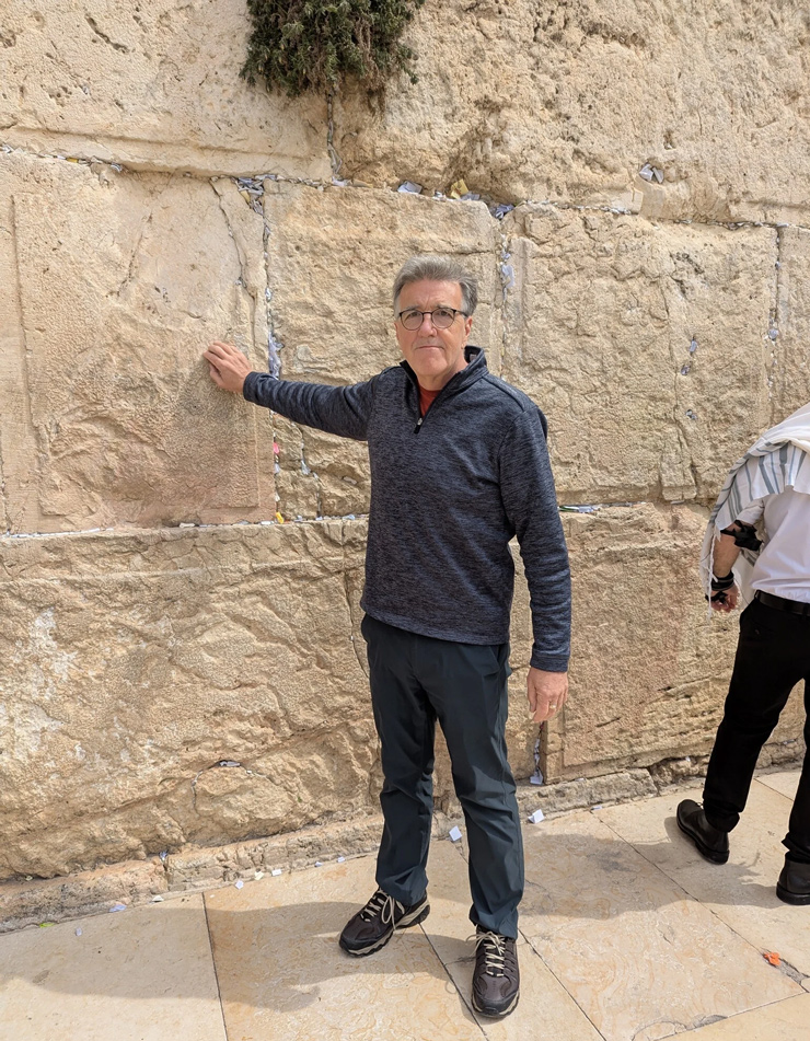 Pat Johnson visits the Western Wall in Jerusalem in March 2025. (Courtesy)